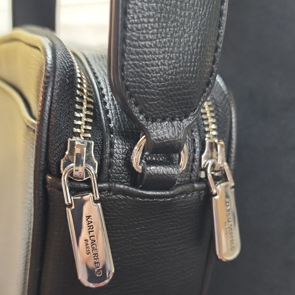 Karl Lagerfeld Black Camera Bag - Iconic Chopette Cat Guitar Strap Bag NWOT - Picture 5 of 16